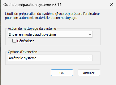 Sysprep mode Audit